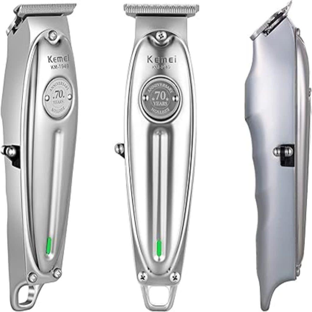Kemei Tondeuse 1949 à cheveux professionnelle pour homme et femme – Lame en T – Tondeuse électrique de qualité barbier – Solution de toilettage tout-en-un sans fil, Cadeaux pour toute la famille كيمي 1949 ماكينة حلاقة الشعر الأصلية ماكينة حلاقة احترافية لاسلكية للرجال و النساء بشفرة دقيقة، مثالية لتصفيف الشعر . جودة حلاق وهدية رائعة