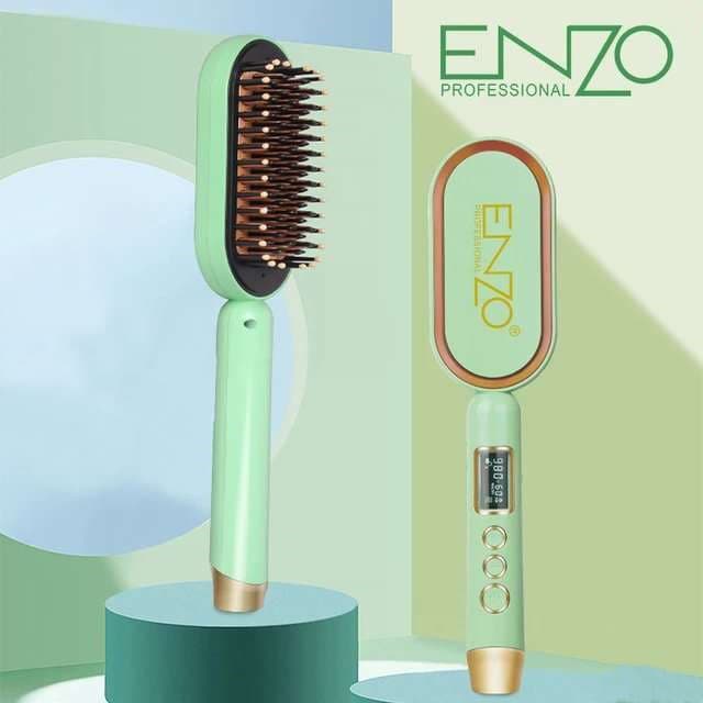 ENZO PROFESSIONAL Brosse Peigne Pour Cheveux Chauffante Lissante Pro LUXE 980F°